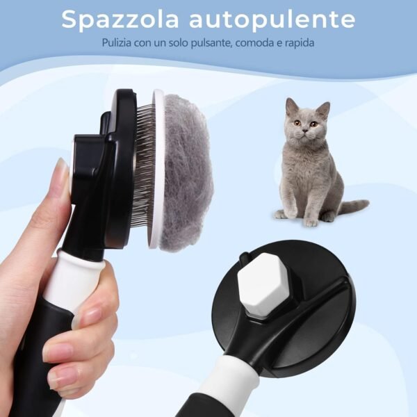 Vinabo Brosse pour Chiens Petite ,Chats. chaton, Autonettoyante Enlèvement des Poils en Un Clic Morts et Sous-Poils – Image 6