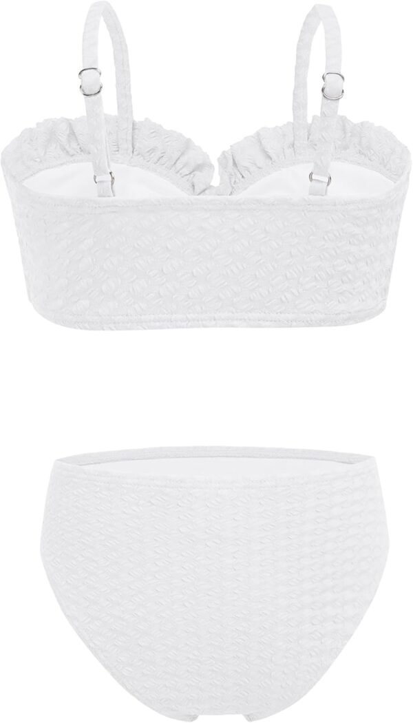 Maillot de Bain 3 pièces pour Fille avec Jupe torsadée sur Le Devant, Haut de Bikini, Slip de Bain de Couleur Unie et Jupe Cache-Maillot de Bain pour la Plage et la Piscine, Bikinis pour 5 à 14 Ans – Image 6