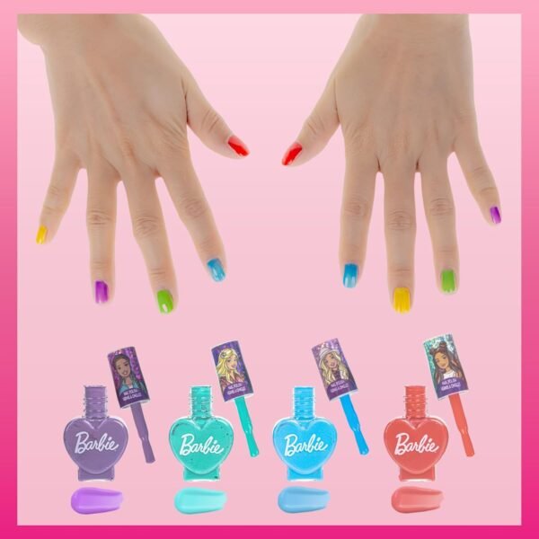 Barbie Movie 18 pièces Ensemble de maquillage à base d'eau pour enfants, comprend 15 vernis à ongles avec 2 espaceurs à orteils et 1 fichier à ongles pour les filles de 3 ans et plus, par Townley Girl – Image 6