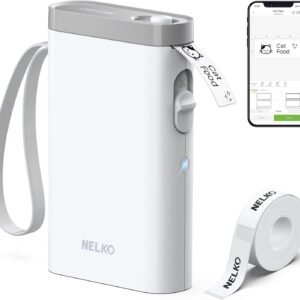 Nelko Imprimante d'étiquettes, Bluetooth P21, Étiqueteuse autocollante portable, Sans fil, Mini imprimante d'étiquettes avec iOS Android, Pour la maison, le bureau, blanc