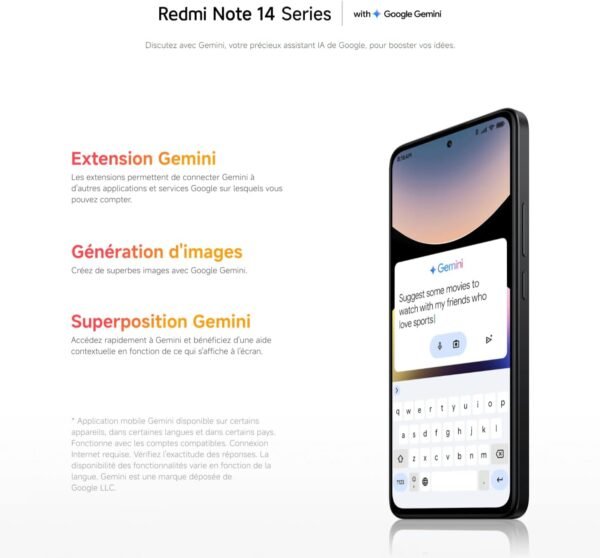 Xiaomi Smartphone Redmi Note 14,8+128GB,Noir,108Système de caméra MP IA,Batterie 5500mAh,écran de Soins oculIAres 120Hz,fonctionnalités IA (Chargeur Non Inclus)(Version Française+2 Ans de Garantie) – Image 10