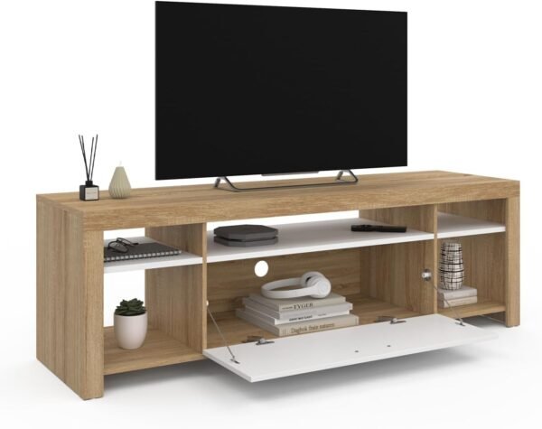 IDMarket - Meuble TV 140 cm Malo Bois et Placard Blanc – Image 5