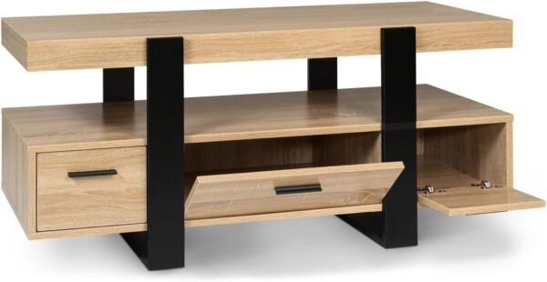 IDMarket - Meuble TV 116 cm Phoenix avec tiroirs Bois et Noir – Image 4