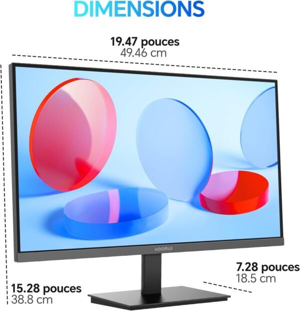 KOORUI E2412F 24 Pouces Ecran PC, FHD 1920 x 1080 100Hz Moniteur HDMI 1.4, Eye Care, inclinable de -5° à 15°, VESA 100 x 100mm – Image 5