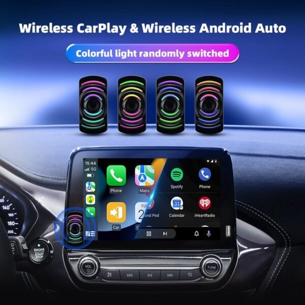 XUJIAN Car RGB Light USB Plug and Play 2 en 1 sans CarPlay ou Android Auto Box pour Autoradio avec CarPlay Filaire ou Auto – Image 2