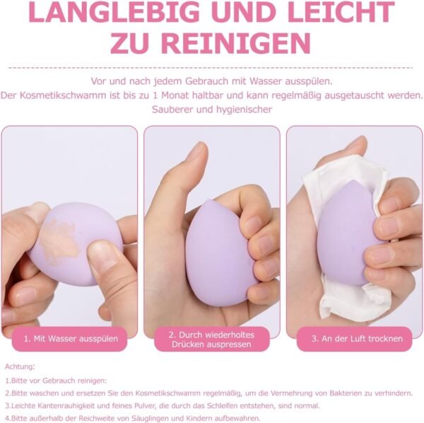 Set de 8 éponges de maquillage, Beauty Blender Large Make-up Egg Colourful Powder Puff Make-up Sponge Washable Sponge Replacement Make-up Remover Pad Foundation Powder Sunscreen – Image 2