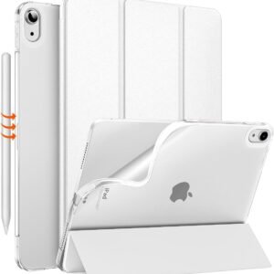 MoKo Coque pour iPad Air 11 Pouces 7e/6e Génération M3/M2 2025/2024, iPad Air 5e/4e Gén 10,9" 2022/2020, Coque Arrière Translucide Givrée TPU, Auto Réveil/Sommeil, Blanc