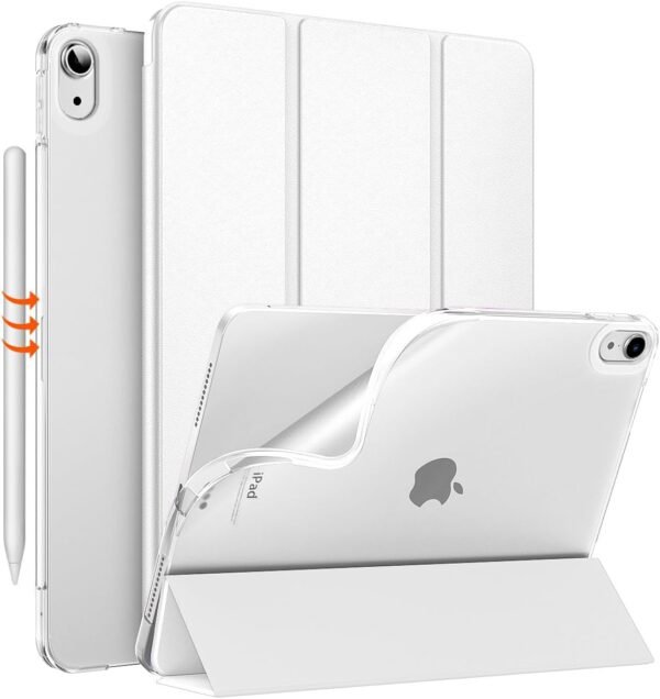 MoKo Coque pour iPad Air 11 Pouces 7e/6e Génération M3/M2 2025/2024, iPad Air 5e/4e Gén 10,9" 2022/2020, Coque Arrière Translucide Givrée TPU, Auto Réveil/Sommeil, Blanc