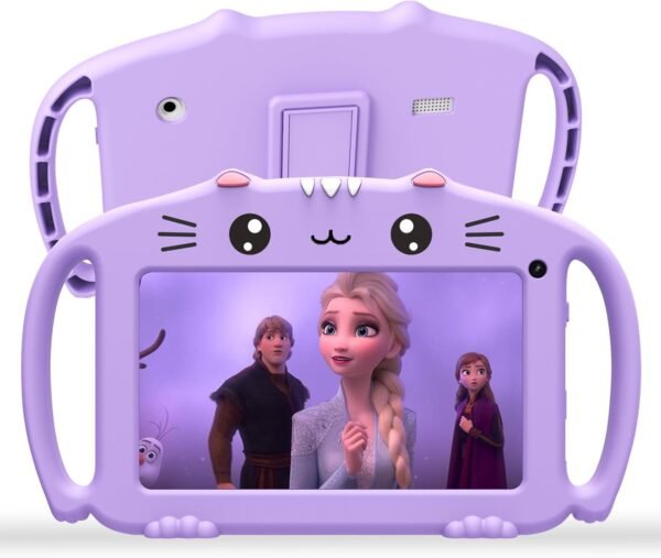 Ascrecem Tablette Educative Enfant 7 Pouces Android Tablette Enfants avec WiFi 6 Bluetooth Quad Core 2 Go RAM 32 Go ROM Tablet Bebe avec Contrôle Parental Jeux Éducatifs Étui Antichoc Youtube (Violet)