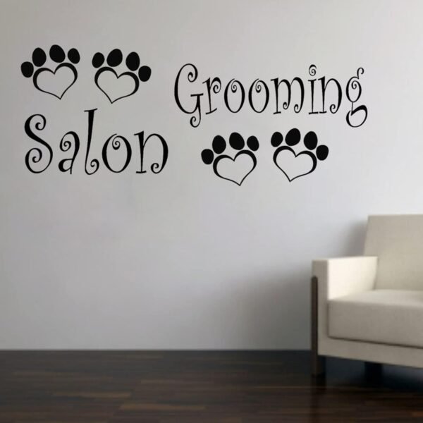 WEIMEIJIE Salon de toilettage personnalisé appliqué animal art mur vinyle sticker mural mignon chiot chien animalerie tatouflage amovible 57x138 cm