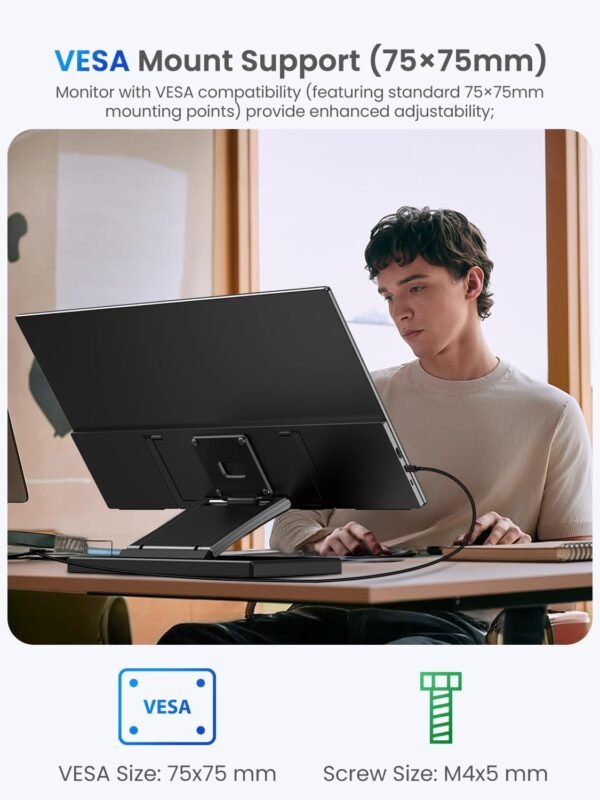 UPERFECT 24.5" 2K 165Hz Écran Portable avec Screen IPS QHD 2560 x 1440 Mini HDMI USB C pour PC Laptop Console de Jeu, Moniteur Mobile Compatible VESA – Image 7