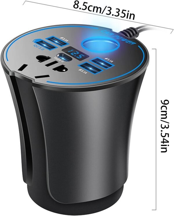 Chargeur Allume-Cigare Rapide,Chargeur USB Rapide pour Allume-Cigare | Convertisseur 12V/24V 220V Sécurisé Multifonction pour Ordinateurs, Voyages, Camping et Accessoires Auto – Image 5