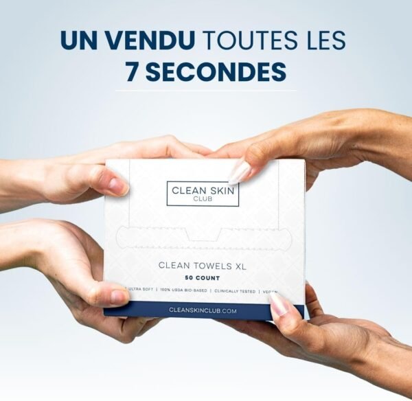 Clean Skin Club Serviettes Visage XL 100% Biologiques Certifiées USDA, Approuvées par les Dermatologues, Anti-Acné Serviettes Jetables pour le Visage et le Démaquillage, Ultra Douces – Image 7
