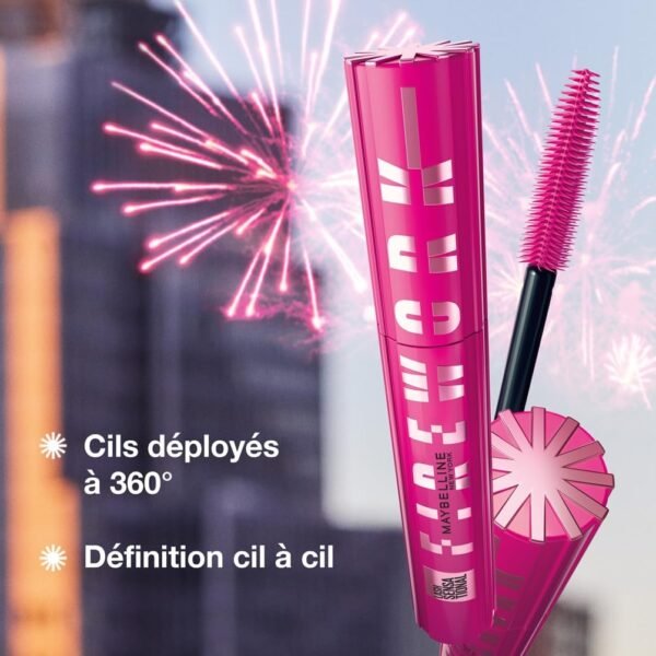 Maybelline New York – Mascara Volume & Définition - Effet Cils Déployés 360° - Tenue 24H - Sans Paquet - Sensational Firework - Couleur : Very Black – Image 3