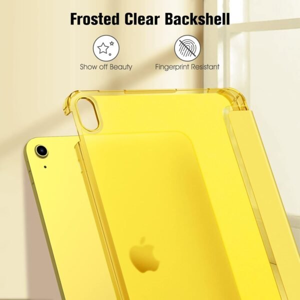 FINTIE Coque pour iPad (A16) 11ème Génération 11 Pouces 2025, iPad 10ème Génération 10.9 Pouces 2022 - [Rangement de Stylet] Coque Rigide Transparente Givrée, Housse Légère Fine, Jaune – Image 5