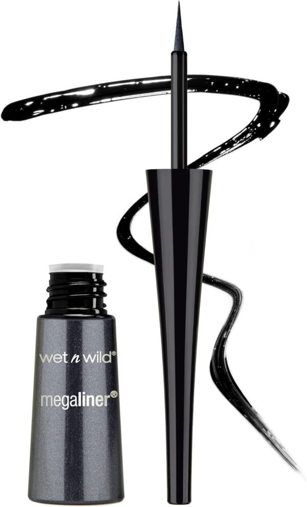 wet n wild - MEGALINER LIQUID EYELINER - Pointe fine facilitant l'application - Teinte Black - 100% Cruelty Free – Produit Vegan