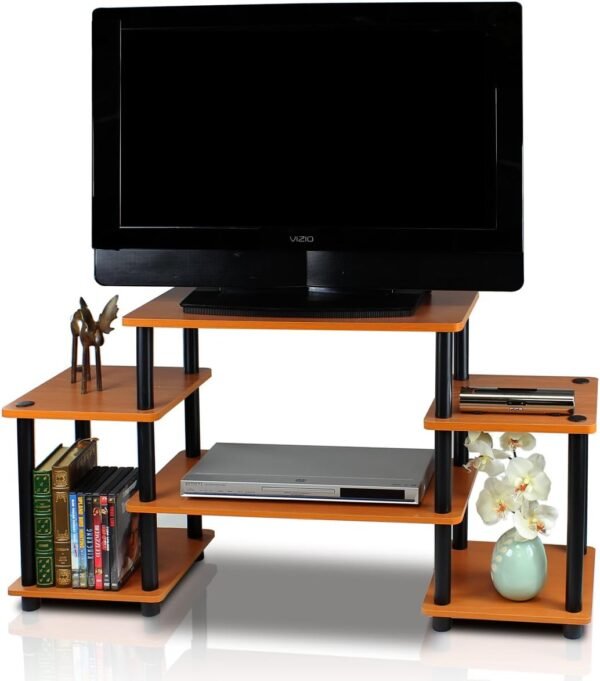 Furinno Meubles TV sans Outils, Cerisier Clair et Noir, Taille Unique, Light Cherry et Black, One Size