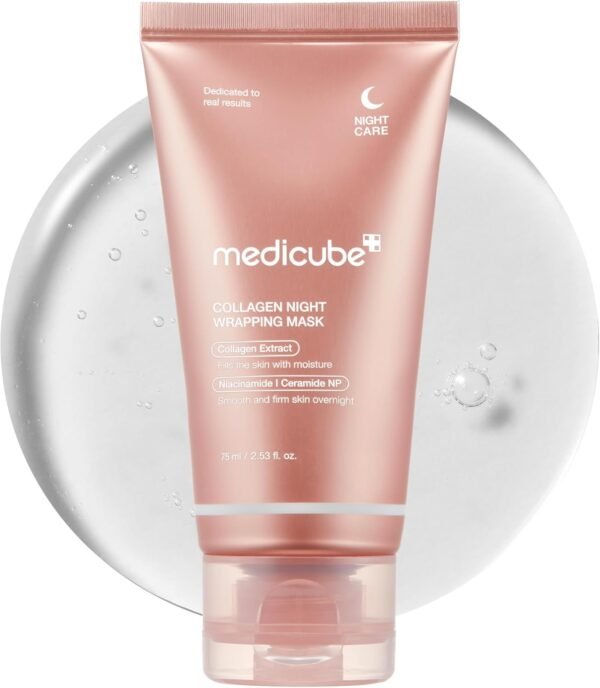 Medicube Collagen Night Wrapping Cream pour l'élasticité et l'hydratation - Masque de sommeil du visage avec film d'emballage de collagène pour le renouveau et le rajeunissement de la peau - Soins de