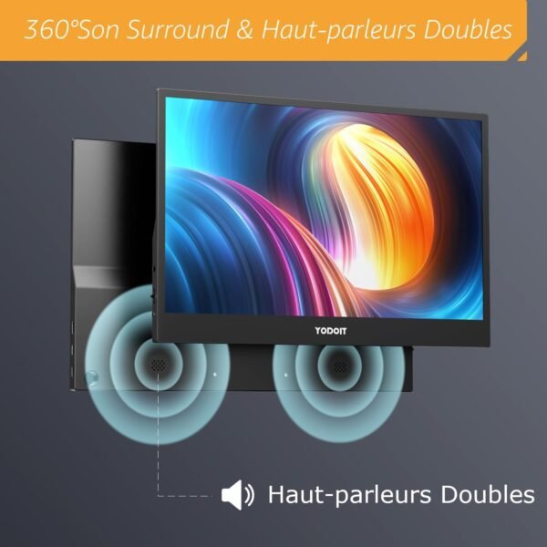 Yodoit Écran Portable 15,6" 1920 × 1080 FHD Moniteur IPS 100% SRGB Display HDMI USB Type C avec Haut-parleurs Intégrés pour PC/MacBook/Xbox/PS4 5/TV – Image 7