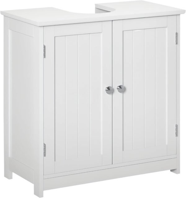 kleankin Meuble Salle de Bain sous lavabo - Meuble sous-Vasque - Placard 2 Portes avec étagère - dim. 60L x 30l x 60H cm - en Bois Blanc