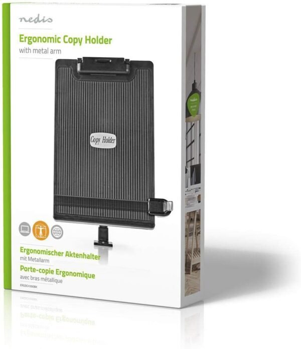 NEDIS Porte-Documents Ergonomique | Entièrement Mobile | Support de Bureau | Noir Gris/Noir ERGOCH300BK – Image 4