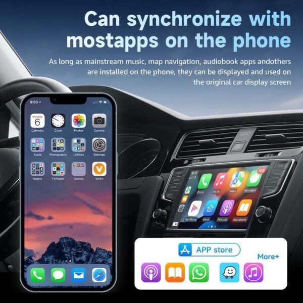 Fangxuee Boîtier Sans CarPlay et Android Auto pour Voiture, 2 en 1, Dongle Filaire Vers Sans, Plug & Play, Mini Boîtier AI, Adaptateur CarPlay Android Auto. – Image 4