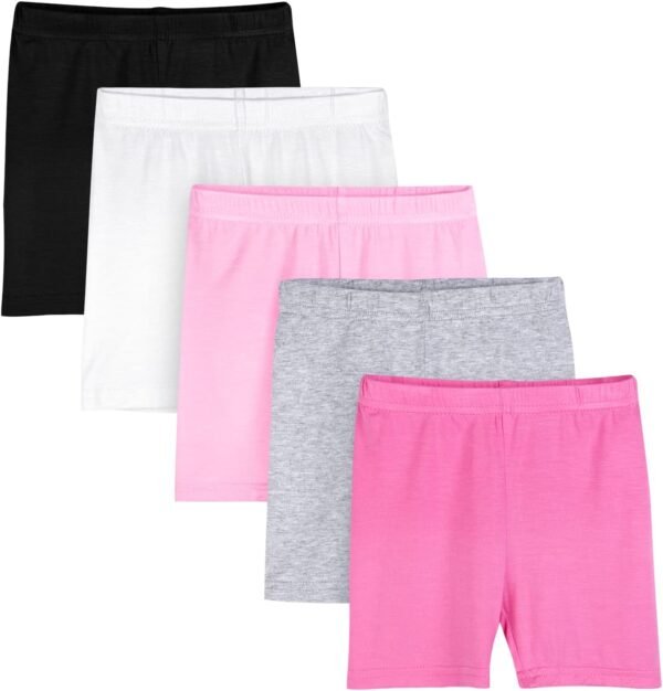 Auranso Lot de 5 Short Cycliste Leggings Filles Enfants Sport Courts pour Filles 2-10 Ans