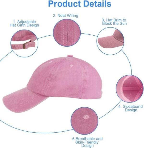 Aomig Casquette de Baseball, Style Rétro Ancien Anti-Soleil Baseball Cap, Homme Femme été Unisexe Réglable Casquettes Sport Extérieur Sunhat Chapeau(Brun) – Image 3