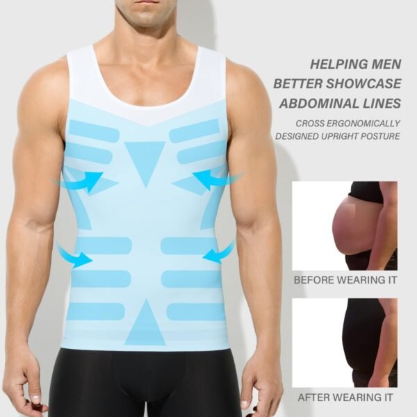 Casey Kevin Débardeur Compression Homme, Maillot de Corps Gaine Ventre Plat Homme Gainant Tee Shirt Compression Amincissant Debardeur sous-Vêtements Shaper – Image 3