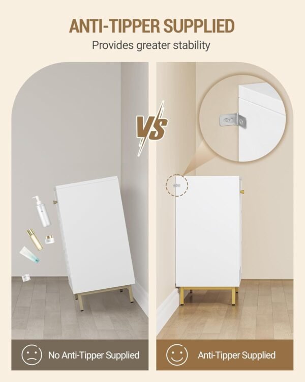 Hzuaneri Meuble de Salle de Bain, Meuble de Rangement, Armoire Salle de Bain, Placard Rangement avec 2 Portes, avec Compartiment Ouvert, Meuble Bas Rangement, Salle de Bains, Le Salon, Blanc SC10203G – Image 7