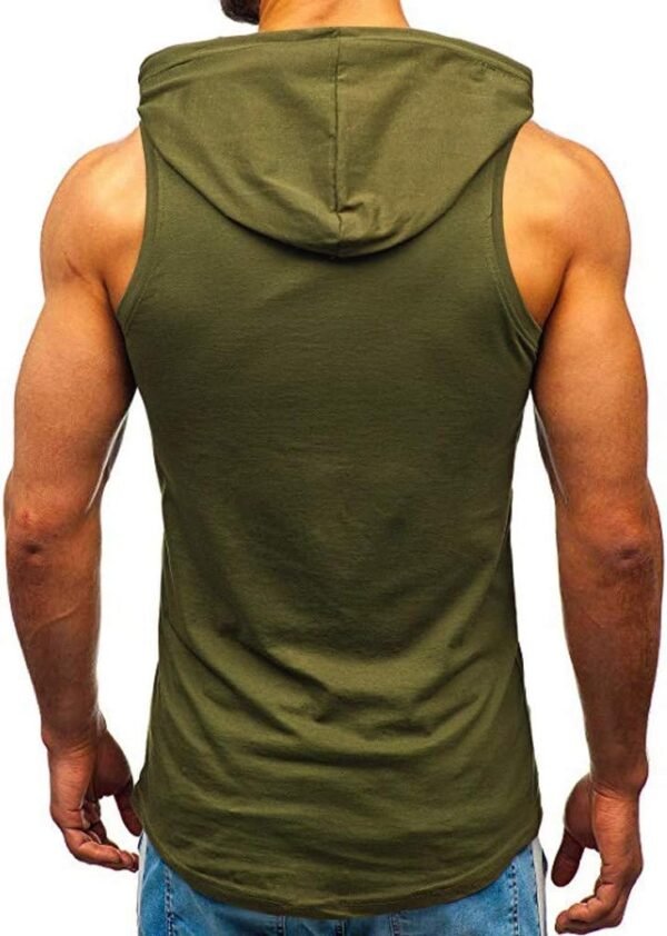 Débardeur a Capuche Homme Musculation Tank Top sans Manches Maillot Sweatshirt sans Manche Hoodies Sleeveless T-Shirt Fitness Bodybuilding Sport Fitness Unterhemden Sweats de Gym – Image 3