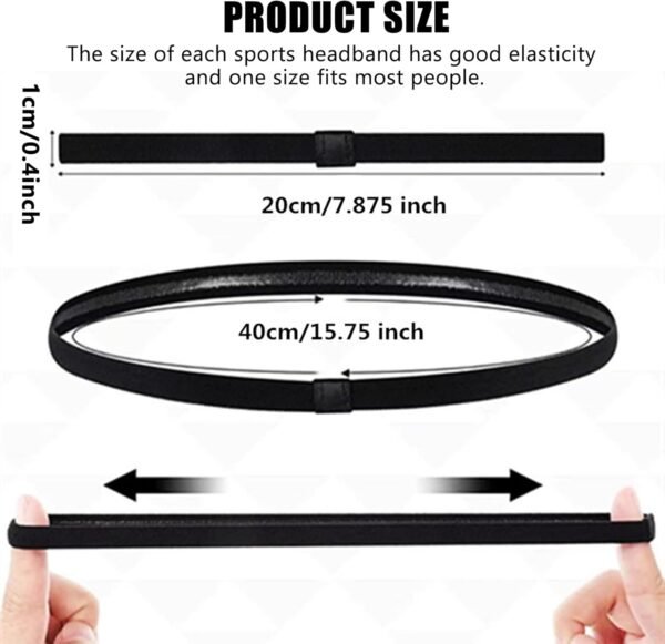 Gekamoyue 6 Pièces Bandeau Sport, Bandeaux Cheveux Homme Femmes, Bandeau Cheveux Élastique Antidérapants pour Exercice, Yoga, Football, Jogging (Noir/Blanc/Gris) – Image 2