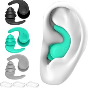 Bouchons d'oreille de Natation, 3 Paires de Bouchons d'oreilles en Silicone Réutilisables et Imperméables pour le surf et autres sports nautiques