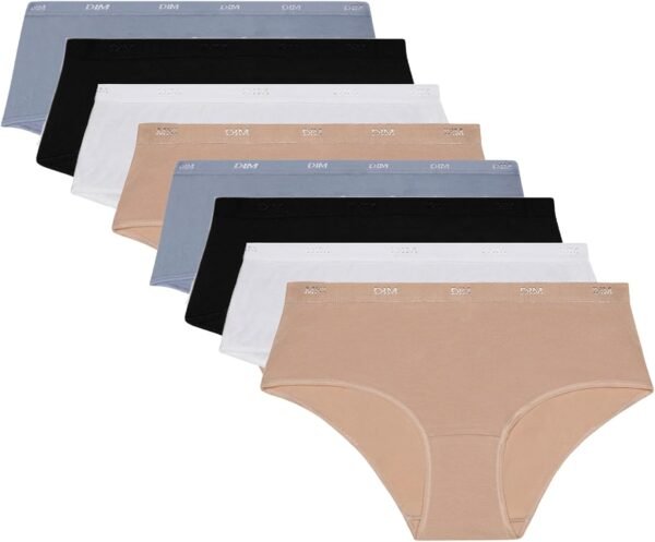 Dim Boxer Femme Lot de 8 | Les Pockets Ecodim Coton Confortable & Doux | Ceinture Invisible | Finitions Extra Plates | Multicolore
