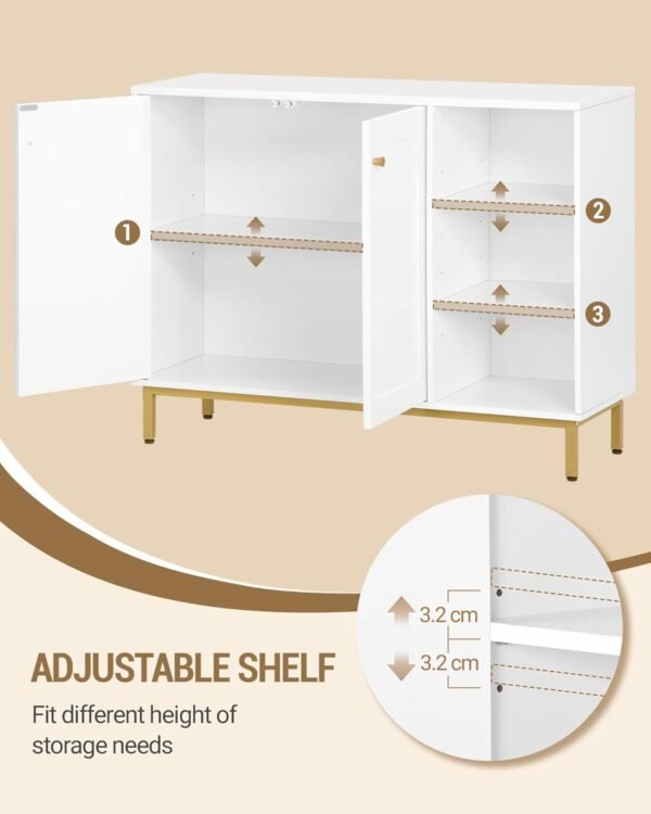 Hzuaneri Meuble de Salle de Bain, Meuble de Rangement, Armoire Salle de Bain, Placard Rangement avec 2 Portes, avec Compartiment Ouvert, Meuble Bas Rangement, Salle de Bains, Le Salon, Blanc SC10203G – Image 6