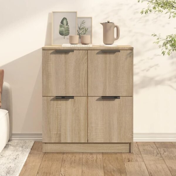 vidaXL Buffet Armoire de Salon Armoire de Rangement Organisateur de Maison Meuble de Rangement Intérieur Chêne Sonoma 60x30x70 cm Bois d'Ingénierie – Image 2