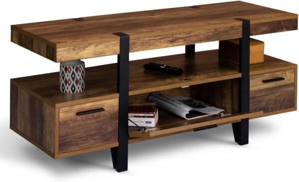 IDMarket - Meuble TV 113 cm Austria Bois Pied épingle avec tiroirs – Image 4