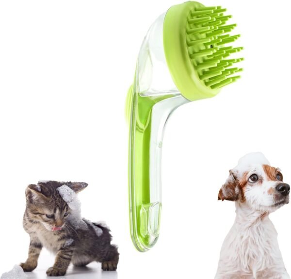 Brosse Bain pour Chien, Brosse de Lavage pour Chat, Brush Lavage Chien en Silicone, Brush à Shampoing avec Distributeur de Savon pour Animaux (B)
