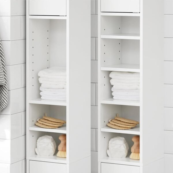 SoBuy Meuble Colonne Salle de Bain Étroite Anti-Humidité, Meuble de Rangement Vertical avec 4 Étagères Réglables + 1 Tiroir, Multifonction pour Salon,Chambre,Bureau, Blanc, 20x20x180cm, BZR34-W – Image 6