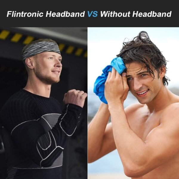 Flintronic Sport Bandeau pour Hommes Femme, 2PC Elastique Antidérapant Anti-Humidité Sports Hairband Unisexe pour Fitness, Bandeau Cheveux pour Ski Course à Pied Yoga Gym Cyclisme Running Basketball – Image 7