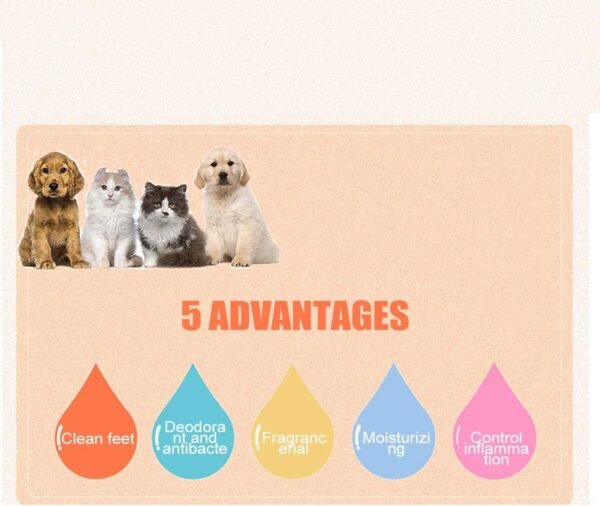 Fournitures de soin des griffes, sans eau, sans lavage, soin de nettoyage des pieds de chien avec tête de brosse de nettoyage portable attachée pour chiens chats pour animalerie à domicile – Image 6
