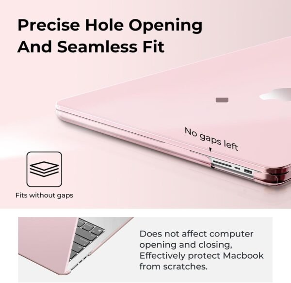 EooCoo Coque Compatible avec MacBook Air 13,6 Pouces M2 M3 M4 A2681 A3113 A3240, 2022 2024 2025 Release avec Touch ID, Protection Étui Rigide en Plastique Anti-Rayures pour Mac 13 - Cristal Rose – Image 5