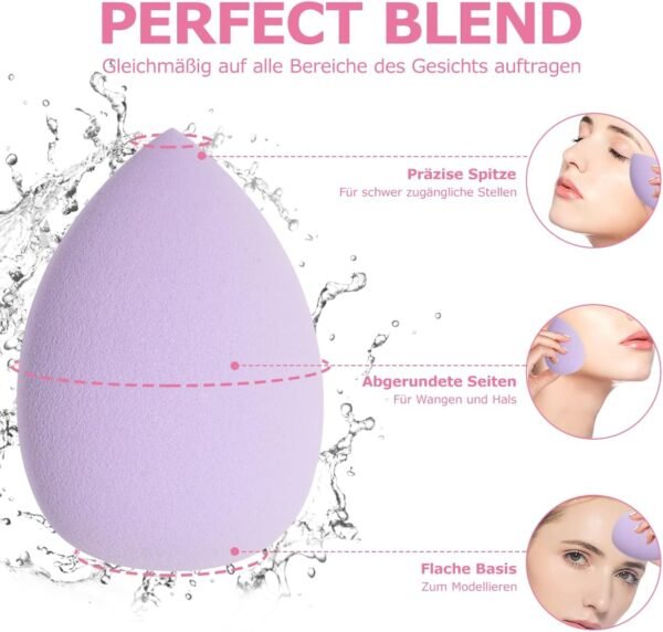 Set de 8 éponges de maquillage, Beauty Blender Large Make-up Egg Colourful Powder Puff Make-up Sponge Washable Sponge Replacement Make-up Remover Pad Foundation Powder Sunscreen – Image 3