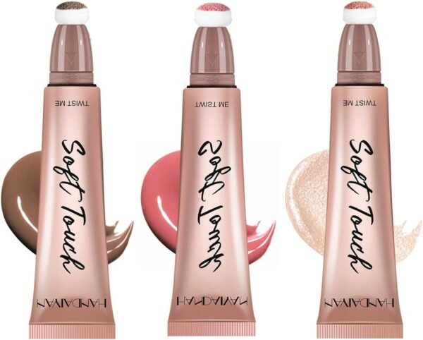 Stick de maquillage liquide, 3 pièces, Contour Blush Highlighter avec applicateur Stick de maquillage liquide Highlighter Visage