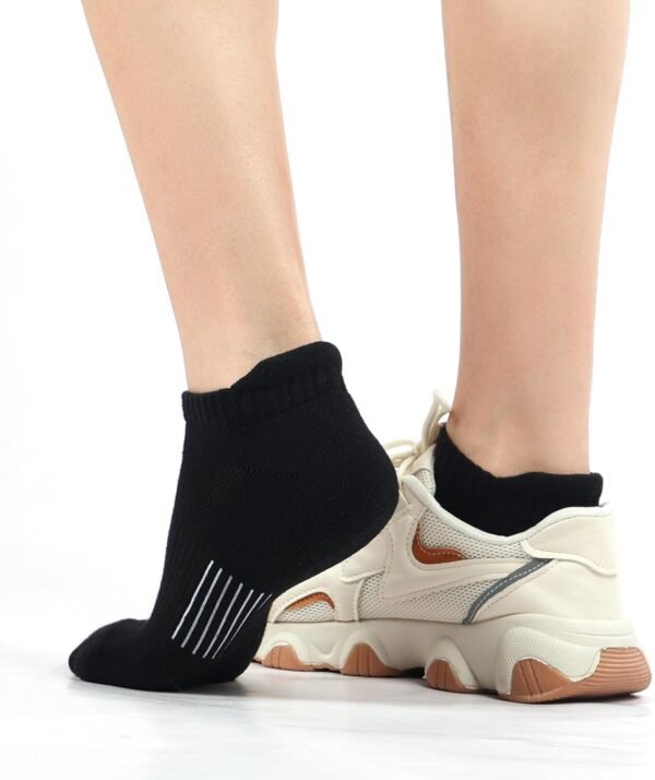 5 Paires Chaussettes Femme de Sport, Chaussettes Basses pour Femmes et Filles Socquettes Courtes Respirantes en Coton pour Randonnée Marche Running – Image 6