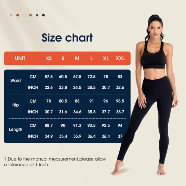 Occffy Legging de Sport Femme Pantalon de Yoga avec Poches Yoga Fitness Gym Jogging Taille Haute Leggings pour Femmes P107 – Image 4