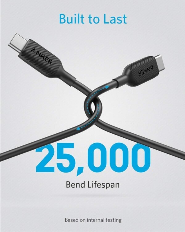 Anker Câble USB C vers USB C, Câble de charge rapide PowerLine III USB-C vers USB-C (3m), Charge 60 W Power Delivery PD pour Apple MacBook, iPad Pro, Samsung Galaxy S10 Plus S9 S8 Plus, Pixel et plus – Image 3