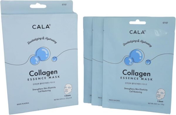CALA ESSENCE 67107 Lot de 5 masques faciaux au collagène – Image 2
