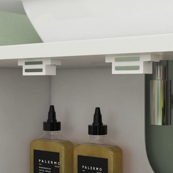 HOMCOM Meuble sous Vasque Meuble de Salle de Bain 2 Portes avec étagère réglable Armoire de Rangement pour lavabo 60 x 30 x 60 cm en Bambou Naturel et Blanc – Image 9