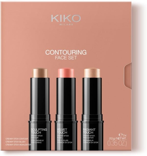 KIKO Milano Contouring Face Set 01, Kit De Maquillage Visage Avec 3 Sticks : Blush, Enlumineur Et Contour Du Visage